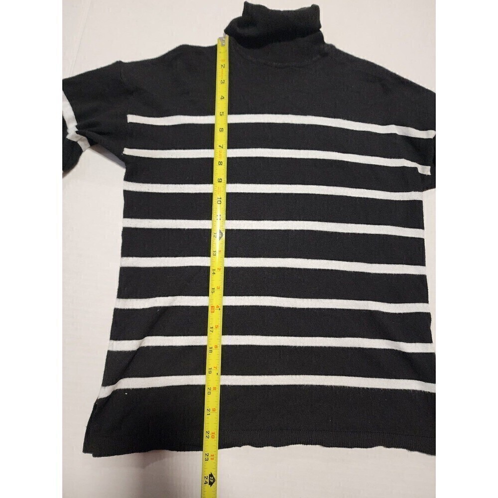 Primark Women's Fitted Long Sleeve Turtleneck Top Black and White - Picture 7 of 8